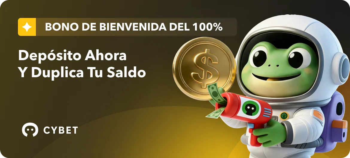 Banner de Cybet: bono de bienvenida del 100 %, deposita ahora y duplica tu saldo